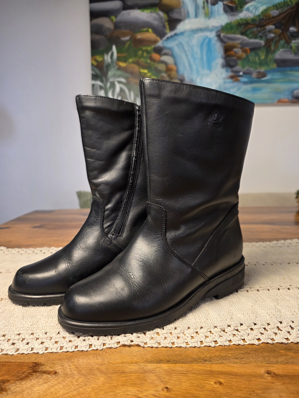 Vintage Blondo Aquaprotect Black Leather Mid-Calf Boots Size 7D